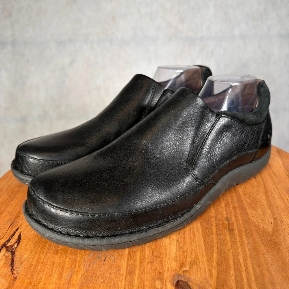 Born H48203 Slip On Loafers Mens 14 Black Good Leather Comfort Walking Shoes